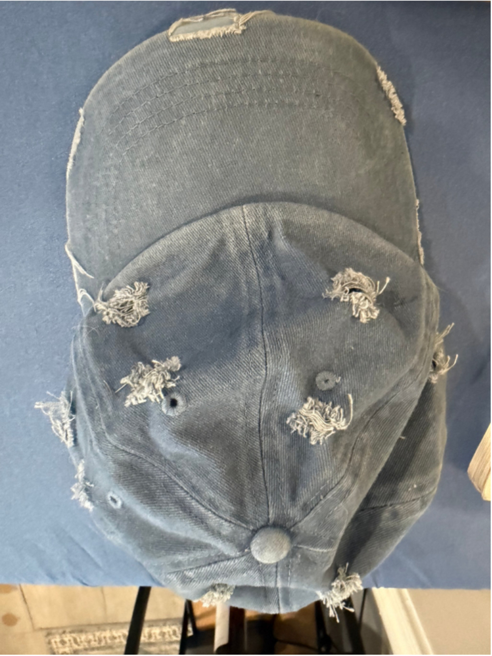 Women's Unbranded Distressed Denim Baseball Hat One Size Blue